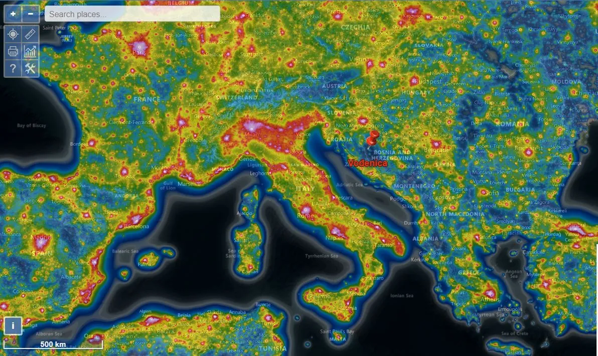 Mapa onečišćenja svjetlom